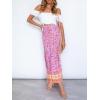 imageZESICA Womens 2024 Summer Bohemian Floral Printed Elastic Waist A Line Maxi Skirt with PocketsPinkpurple