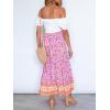 imageZESICA Womens 2024 Summer Bohemian Floral Printed Elastic Waist A Line Maxi Skirt with PocketsPinkpurple