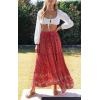 imageZESICA Womens 2024 Summer Bohemian Floral Printed Elastic Waist A Line Maxi Skirt with PocketsRed2