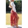 imageZESICA Womens 2024 Summer Bohemian Floral Printed Elastic Waist A Line Maxi Skirt with PocketsRed2