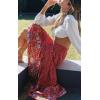 imageZESICA Womens 2024 Summer Bohemian Floral Printed Elastic Waist A Line Maxi Skirt with PocketsRed2