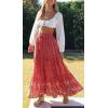 imageZESICA Womens 2024 Summer Bohemian Floral Printed Elastic Waist A Line Maxi Skirt with PocketsRed2