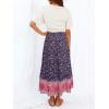 imageZESICA Womens 2024 Summer Bohemian Floral Printed Elastic Waist A Line Maxi Skirt with PocketsRoyalblue