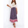 imageZESICA Womens 2024 Summer Bohemian Floral Printed Elastic Waist A Line Maxi Skirt with PocketsRoyalblue