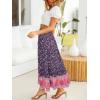imageZESICA Womens 2024 Summer Bohemian Floral Printed Elastic Waist A Line Maxi Skirt with PocketsRoyalblue