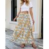 imageZESICA Womens 2024 Summer Bohemian Floral Printed Elastic Waist A Line Maxi Skirt with PocketsTangerine