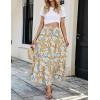 imageZESICA Womens 2024 Summer Bohemian Floral Printed Elastic Waist A Line Maxi Skirt with PocketsTangerine
