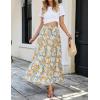 imageZESICA Womens 2024 Summer Bohemian Floral Printed Elastic Waist A Line Maxi Skirt with PocketsTangerine