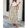 imageZESICA Womens 2024 Summer Bohemian Floral Printed Elastic Waist A Line Maxi Skirt with PocketsTangerine