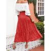 imageZESICA Womens 2024 Summer Bohemian Floral Printed Elastic Waist A Line Maxi Skirt with PocketsTomato