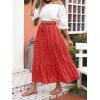 imageZESICA Womens 2024 Summer Bohemian Floral Printed Elastic Waist A Line Maxi Skirt with PocketsTomato