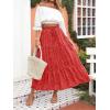 imageZESICA Womens 2024 Summer Bohemian Floral Printed Elastic Waist A Line Maxi Skirt with PocketsTomato