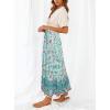imageZESICA Womens 2024 Summer Bohemian Floral Printed Elastic Waist A Line Maxi Skirt with PocketsTurquoise