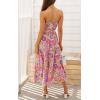 imageZESICA Womens 2024 Summer Bohemian Floral Printed Elastic Waist A Line Maxi Skirt with PocketsViolet