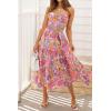 imageZESICA Womens 2024 Summer Bohemian Floral Printed Elastic Waist A Line Maxi Skirt with PocketsViolet