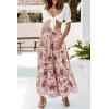 imageZESICA Womens 2024 Summer Bohemian Floral Printed Elastic Waist A Line Maxi Skirt with PocketsWhite