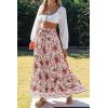 imageZESICA Womens 2024 Summer Bohemian Floral Printed Elastic Waist A Line Maxi Skirt with PocketsWhite