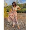 imageZESICA Womens 2024 Summer Bohemian Floral Printed Elastic Waist A Line Maxi Skirt with PocketsWhite