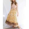 imageZESICA Womens 2024 Summer Bohemian Floral Printed Elastic Waist A Line Maxi Skirt with PocketsYellow