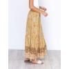 imageZESICA Womens 2024 Summer Bohemian Floral Printed Elastic Waist A Line Maxi Skirt with PocketsYellow
