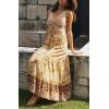 imageZESICA Womens 2024 Summer Bohemian Floral Printed Elastic Waist A Line Maxi Skirt with PocketsYellow