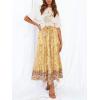 imageZESICA Womens 2024 Summer Bohemian Floral Printed Elastic Waist A Line Maxi Skirt with PocketsYellow