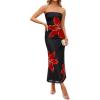imageZESICA Womens Boho Floral Strapless Maxi Dress 2025 Summer Off Shoulder Bodycon Beach Party Long DressesBlack