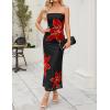 imageZESICA Womens Boho Floral Strapless Maxi Dress 2025 Summer Off Shoulder Bodycon Beach Party Long DressesBlack