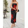 imageZESICA Womens Boho Floral Strapless Maxi Dress 2025 Summer Off Shoulder Bodycon Beach Party Long DressesBlack