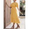 imageZESICA Womens Casual Summer Crew Neck Short Puff Sleeve Smocked High Waist Ruffle Tiered A Line Midi DressYellow