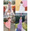 imageZESICA Womens Casual Summer Crew Neck Short Puff Sleeve Smocked High Waist Ruffle Tiered A Line Midi DressYellow
