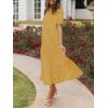 imageZESICA Womens Casual Summer Crew Neck Short Puff Sleeve Smocked High Waist Ruffle Tiered A Line Midi DressYellow