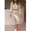 imageZESICA Womens Casual Two Piece Outfits Long Sleeve Ribbed Knit Top and Bodycon Midi Skirt Oversized Pullover Sweater SetsApricotSmall