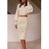 imageZESICA Womens Casual Two Piece Outfits Long Sleeve Ribbed Knit Top and Bodycon Midi Skirt Oversized Pullover Sweater SetsApricotSmall