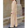 imageZESICA Womens Fall Knit Two Piece Outfits Casual Long Sleeve V Neck Sweater Shirts and Wide Leg Pants Matching Lounge SetsApricot