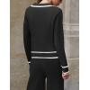 imageZESICA Womens Fall Knit Two Piece Outfits Casual Long Sleeve V Neck Sweater Shirts and Wide Leg Pants Matching Lounge SetsBlack