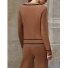 imageZESICA Womens Fall Knit Two Piece Outfits Casual Long Sleeve V Neck Sweater Shirts and Wide Leg Pants Matching Lounge SetsBrown