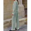 imageZESICA Womens Fall Knit Two Piece Outfits Casual Long Sleeve V Neck Sweater Shirts and Wide Leg Pants Matching Lounge SetsGreen