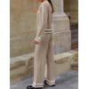 imageZESICA Womens Fall Knit Two Piece Outfits Casual Long Sleeve V Neck Sweater Shirts and Wide Leg Pants Matching Lounge SetsOatmeal