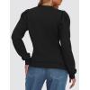 imageZESICA Womens Fall Long Puff Sleeve Sweaters 2024 Casual Turtleneck Loose Ribbed Knit Solid Color Soft Pullover Jumper TopsBlack