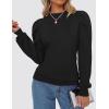 imageZESICA Womens Fall Long Puff Sleeve Sweaters 2024 Casual Turtleneck Loose Ribbed Knit Solid Color Soft Pullover Jumper TopsBlack