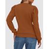 imageZESICA Womens Fall Long Puff Sleeve Sweaters 2024 Casual Turtleneck Loose Ribbed Knit Solid Color Soft Pullover Jumper TopsBrown
