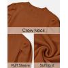 imageZESICA Womens Fall Long Puff Sleeve Sweaters 2024 Casual Turtleneck Loose Ribbed Knit Solid Color Soft Pullover Jumper TopsBrown