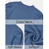 imageZESICA Womens Fall Long Puff Sleeve Sweaters 2024 Casual Turtleneck Loose Ribbed Knit Solid Color Soft Pullover Jumper TopsGrey Blue