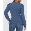 imageZESICA Womens Fall Long Puff Sleeve Sweaters 2024 Casual Turtleneck Loose Ribbed Knit Solid Color Soft Pullover Jumper TopsGrey Blue
