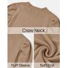 imageZESICA Womens Fall Long Puff Sleeve Sweaters 2024 Casual Turtleneck Loose Ribbed Knit Solid Color Soft Pullover Jumper TopsKhaki