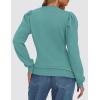 imageZESICA Womens Fall Long Puff Sleeve Sweaters 2024 Casual Turtleneck Loose Ribbed Knit Solid Color Soft Pullover Jumper TopsMint