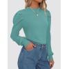 imageZESICA Womens Fall Long Puff Sleeve Sweaters 2024 Casual Turtleneck Loose Ribbed Knit Solid Color Soft Pullover Jumper TopsMint