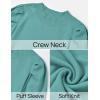 imageZESICA Womens Fall Long Puff Sleeve Sweaters 2024 Casual Turtleneck Loose Ribbed Knit Solid Color Soft Pullover Jumper TopsMint