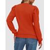 imageZESICA Womens Fall Long Puff Sleeve Sweaters 2024 Casual Turtleneck Loose Ribbed Knit Solid Color Soft Pullover Jumper TopsOrange